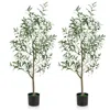 Hivvago 4.5 Feet Tall Artificial Olive Tree Fake Potted Trees With Realistic Fruits-set Of 2