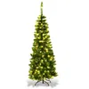 Hivvago 4.5 Ft Pre-lit Premium Hinged Artificial Fir Pencil Christmas Tree With Led Lights