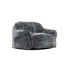 Hivvago 45 Inch Bean Bag Chair, Memory Foam, Faux Rabbit Fur, Grayish Blue In Gray