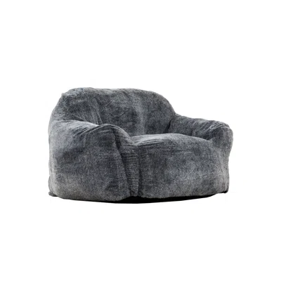 Hivvago 45 Inch Bean Bag Chair, Memory Foam, Faux Rabbit Fur, Grayish Blue