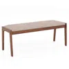 Hivvago 45 Inch Farmhouse Backless Bench With Rubber Wood Legs And Fabric Padded Seat-beige