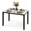 Hivvago 45 Inch Rectangular Mid Century Dining Table With Faux Marble Tabletop For 4 People-black & White