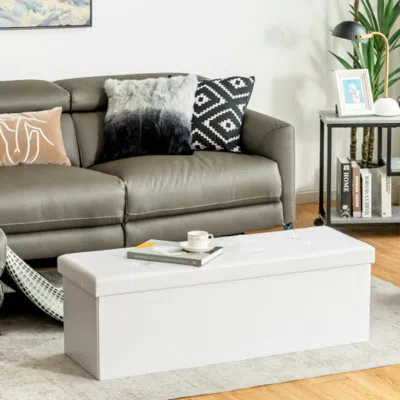 Hivvago 45 Inches Large Folding Ottoman Storage Seat-white