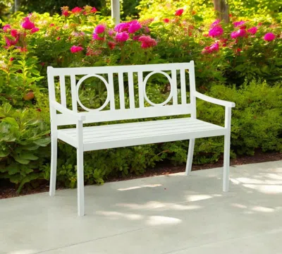 Hivvago 45" White Metal Garden Patio Bench