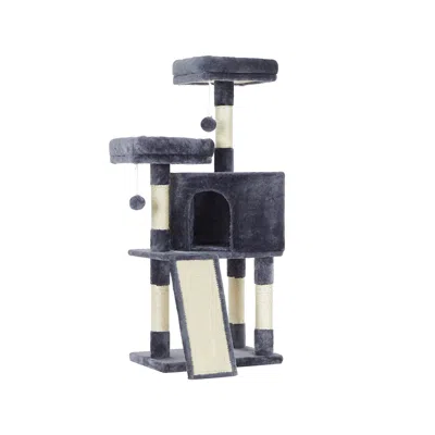 Hivvago 45.3-inch Cat Condo With Scratching Post - Smoky Gray In Multi
