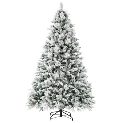 Hivvago 4.5/6/7 Feet Artificial Xmas Tree With Pine Needles And Led Lights-7 Ft In White