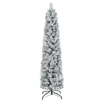 Hivvago 4.5/6/7 Feet Christmas Tree With 258 Branch Tips And 100 Incandescent Lights-flocked And Slim-6 Feet