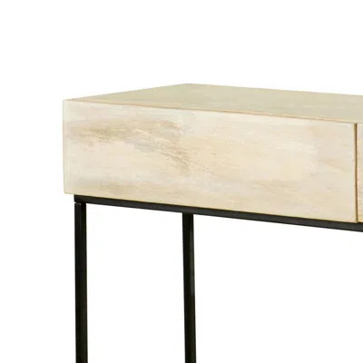 Hivvago 46 Inch 2 Drawer Console Table With Open Shelf, Sleek Straight Legs, Black In White