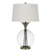 Hivvago 46 Inch Metal And Glass Globe Table Lamp, Dimmer, Brass Finish In White