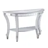 Hivvago 46" Silver Mirrored Glass Half Circle Console Table With Storage In White