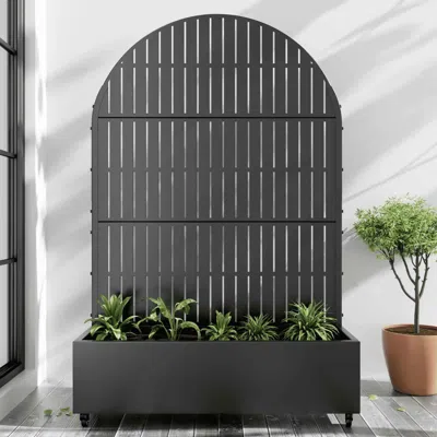 Hivvago 47" Black Metal Indoor Outdoor Rectangular Planter Box