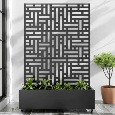 Hivvago 47" Black Metal Indoor Outdoor Rectangular Planter Box