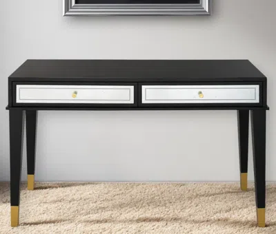 Hivvago 47" Black Silver And Gold Wood Console Table And Drawers