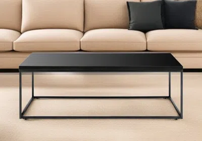 Hivvago 47" Black Wood And Metal Frame Coffee Table