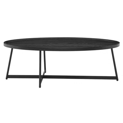 Hivvago 47" Black Wood And Metal Oval Frame Coffee Table