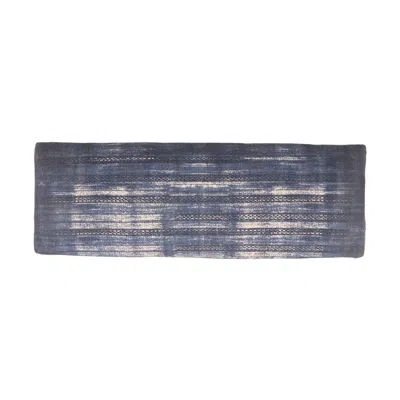 Hivvago 47" Blue And Cream Abstract Design Blue Leg Upholstered Bench