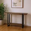 Hivvago 47" Brown And Black Wood And Metal Distressed Sled Console Table With Shelf In Brown