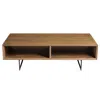 Hivvago 47" Brown And Black Wood And Metal Sled Coffee Table With Two Shelves In Brown