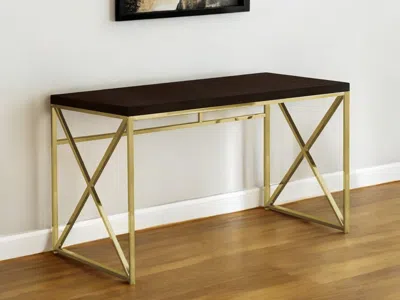 Hivvago 47" Espresso And Gold Writing Desk In Brown