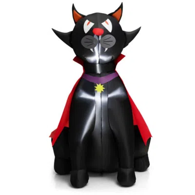 Hivvago 4.7 Feet Halloween Inflatable Vampire Cat With Red Cloak