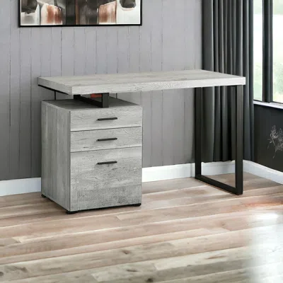 Hivvago 47" Gray And Black Computer Desk With Three Drawers