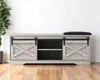 Hivvago 47" Gray And Black Wood And Faux Leather Storage Bench With Shelves In Neutral