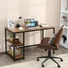 Hivvago 47 Inch Computer Desk Office Study Table Workstation Home With Adjustable Shelf Rustic Brown-m