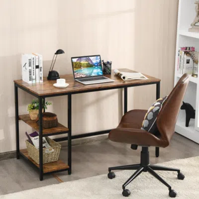 Hivvago 47 Inch Computer Desk Office Study Table Workstation Home With Adjustable Shelf Rustic Brown-m