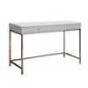 Hivvago 47 Inch Desk Console Table, 2 Drawers, Metal Frame, White, Gold