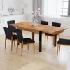 Hivvago 47 Inch Mango Wood Dining Table, Rectangular, Iron Powder Coated Legs, Natural Brown, Black