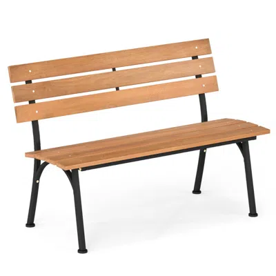 Hivvago 47 Inch Outdoor Acacia Wood Bench With Metal Frame And Slatted Seat