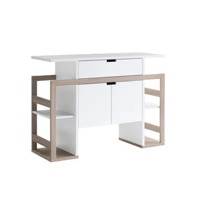 Hivvago 47 Inch Serving Cabinet Buffet Sideboard Console, 4 Shelves, White, Gray