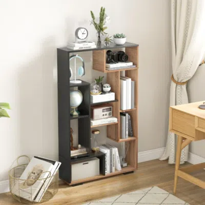 Hivvago 47-inch Tall Bookshelf For Home Office Living Room-natural & Black