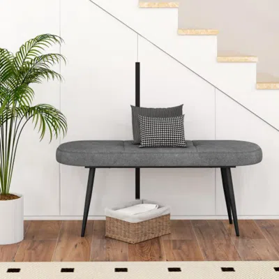 Hivvago 47 Inch Upholstered Entryway Bench With Heavy-duty Metal Frame-gray