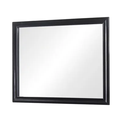 Hivvago 47 Inch Wood Mirror, Landscape Frame, Classic, Black