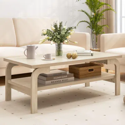 Hivvago 47 Inches Accent Rectangular Coffee Table For Living Room-natural