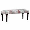 Hivvago 47" Ivory Red And Pink Black Leg Chevron Stripe Upholstered Bench In Multi