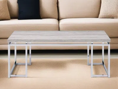 Hivvago 47" Oak And Silver Wood And Metal Frame Coffee Table In Gray