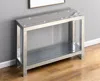 Hivvago 47" Silver Mirrored Glass And Faux Crystals Console Table With Shelf In Silver