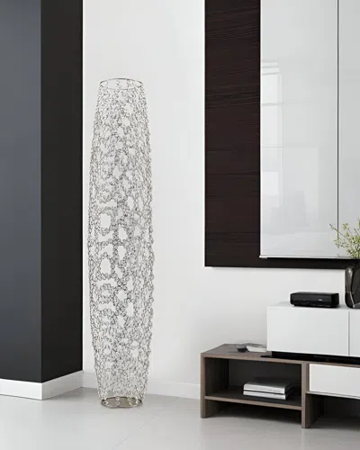 Hivvago 47" Silver Oval Crystal Glass Floor Vase With Faux Crystals