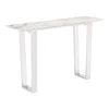 Hivvago 47" White And Silver Faux Marble Sled Console Table In White