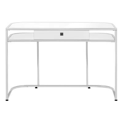 Hivvago 47" White And Silver Wood And Metal Sled Computer Desk