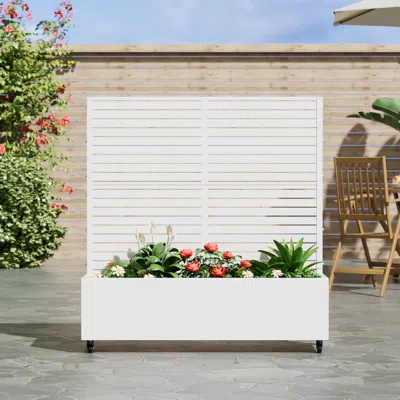 Hivvago 47" White Metal Indoor Outdoor Rectangular Planter Box