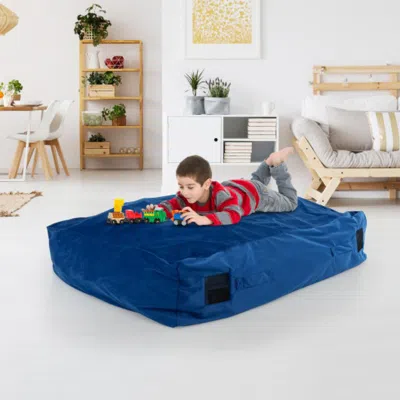 Hivvago 47 X 35.5 Inch Crash Pad Sensory Mat With Foam Blocks And Washable Cover-black In Blue