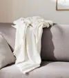 Hivvago 47" X 60" Beige Cotton Woven Turkish Towel Throw Blanket With Fringe In White