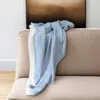 Hivvago 47" X 60" Blue Cotton Woven Turkish Towel Throw Blanket With Fringe In Blue