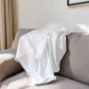 Hivvago 47" X 60" White Cotton Woven Turkish Towel Throw Blanket With Fringe In White
