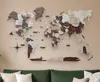 Hivvago 47" X 79" Brown And Beige Wood World Map Hanging Dimensional Sculpture In Brown