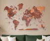 Hivvago 47" X 79" Brown And Tan Wood World Map Hanging Dimensional Sculpture In Brown