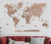 Hivvago 47" X 79" Wood Brown Wood World Map Hanging Dimensional Sculpture In Brown